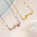 Collana personalizzata di conchiglie e pietre di nascita con nome Gioielli raffinati Regalo di Natale per donne, compleanno e anniversario