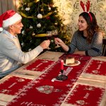 Personalisiertes Tischset Weihnachtsmann Rentier Weihnachten Tischläufer Passende Tischsets mit Familienname Weihnachtsgeschenk für Familie Freund