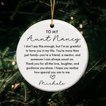 Personalized Thank You Quotes Aunt Ceramic Ornament with Title and Name Home Decor Thank You Christmas Gift from Niece for Aunt Family