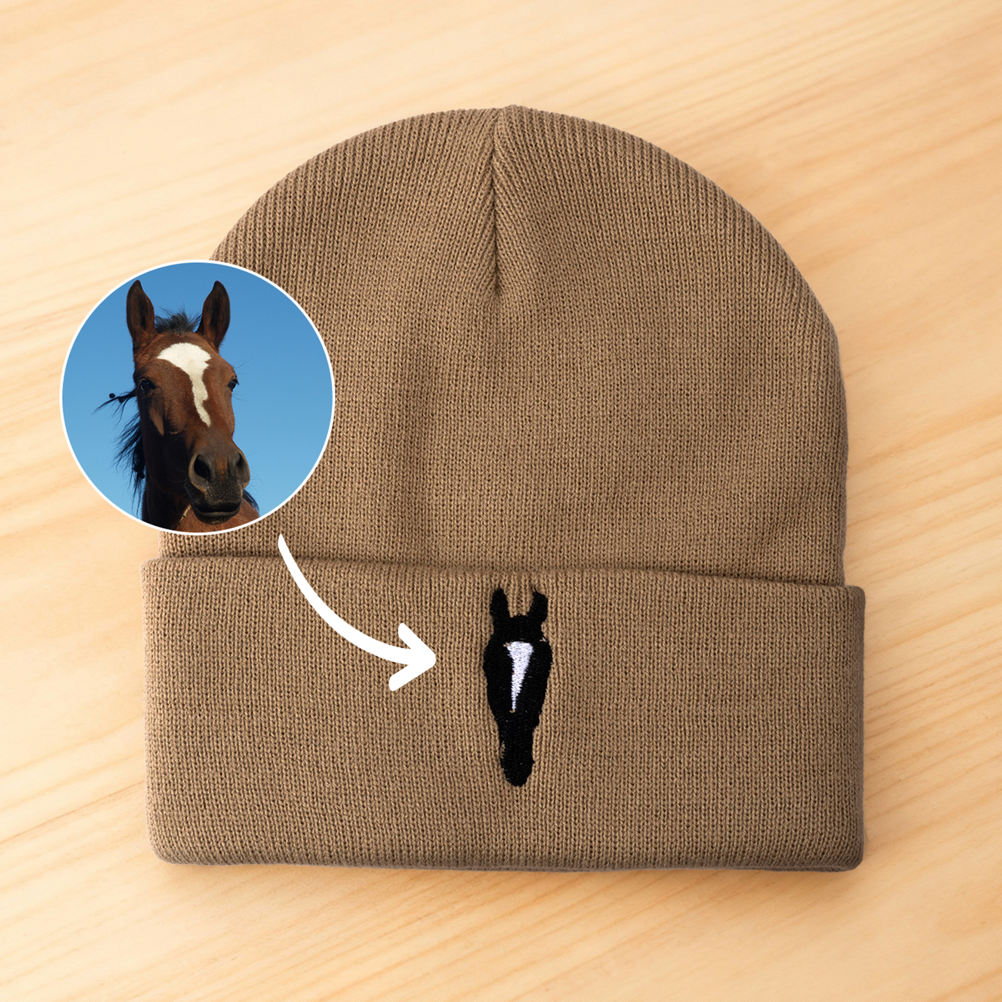 Chapeau bonnet brodé personnalisé en forme de visage de cheval Cadeau de Noël pour les amoureux des chevaux