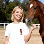 Personalized Cute Horse Face Photo Multicolour T-shirt Sweatshirt Hoodie with Embroidered Name Equestrian Birthday Gift for Horse Lovers