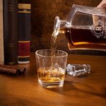 Personalized Retro Wreath Engraved Initial Whiskey Decanter Glasses Wooden Box Set with Name Birthday Christmas Gift for Men Whiskey Lovers