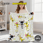 Marsupilami de Cola Larga Manta Suave Personalizada con Nombre Decoración para el Hogar Regalo de Cumpleaños y Navidad para Niños | Callie × Marsupilami