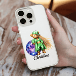 Custodia personalizzata Hip-Hop Bear Birthstone per iPhone con nome Regalo di Natale e compleanno per le donne amanti dell'Hip-Hop