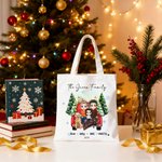 Personalized Family Cartoon Characters Canvas Tote Bag with Name and Year Christmas Birthday Anniversary Gift for Family