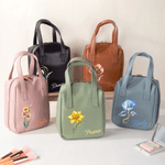 Personalized Vintage Gemstone Birth Flower Name Portable PU Leather Makeup Bag with Handle Travel Accessories Birthday Gift for Women Girls