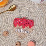 Personalized Baseball Dripping Ice Cream Bag Tag Keychain with Name Team Birthday Gift for Baseball Enthusiasts