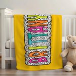 Personalised Multicolor Dalmatian Dot Doodle Letter Soft Throw Blanket with Name Home Decor Birthday Christmas Gift for Kids Family