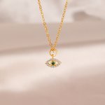 Personalized Minimalist Birthstone Evil Eye Necklace Protective Jewellery Birthday Anniversary Gift for Women