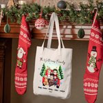Personalized Family Cartoon Characters Canvas Tote Bag with Name and Year Christmas Birthday Anniversary Gift for Family