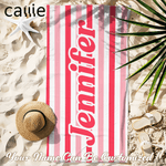 Personalized Multicolour Retro Stripes Quick Dry Beach Towel with Name Summer Vacation Travel Pool Beach Party Birthday Gift for Family Friends