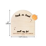 Personalised Footprint or Handprint Wooden Art Sign with Text Bat Ghost Pumpkin Kid DIY Craft First Halloween Gift for Baby New Parents