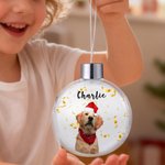 Personalized Gold Ribbon Photo Christmas Ball Ornament with Name Home Decor Christmas Gift for Family Friends