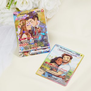 Personalized Funny Classic TCG Poke Card with Photo Glitter Anniversary Game Card Celebrating Wedding Birthday Gift for Couple Newlywed