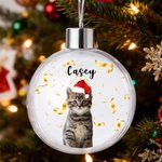 Personalized Gold Ribbon Photo Christmas Ball Ornament with Name Home Decor Christmas Gift for Family Friends
