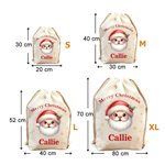 Gepersonaliseerde Leuke Cartoon Kerstman Ster Koord Cadeauzak met Naam en Tekst Kerstcadeau voor Familie Vrienden