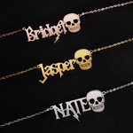 Personalizado Cráneo Metal Rock Collar con Nombre Elegante Joyería Cumpleaños Navidad Regalo para Rockeros Gótico Amantes
