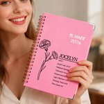 Personalized Bible Birth Flower Name 2026 Planner A5 Spiral Notebook with Weekly Monthly Planning Pages Daily Use Birthday Gift for Family Friends