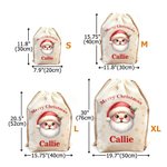 Personalized Cute Cartoon Santa Claus Star Drawstring Gift Bag with Name and Text Christmas Gift for Family Friends