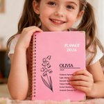 Personalized Bible Birth Flower Name 2026 Planner A5 Spiral Notebook with Weekly Monthly Planning Pages Daily Use Birthday Gift for Family Friends