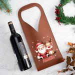 Personalized Cute Santa Claus PU Leather Protective Wine Bag with Name and Handle Christmas Party Gift for Wine Lovers