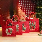 Personalized Holly Initial Large Red Jute Tote Bag with Name Christmas Party Gift for Children Friends