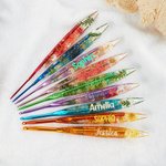 Personalised Multicolour Dried Flower Crochet Hook with Name Ergonomic Sewing Tool Birthday Gift for Crochet Lovers