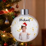 Personalized Gold Ribbon Photo Christmas Ball Ornament with Name Home Decor Christmas Gift for Family Friends