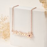 Personalisierte Name Geburt Blume Halskette mit Geburtsstein Jahrestag Geburtstag Geschenk für Frau