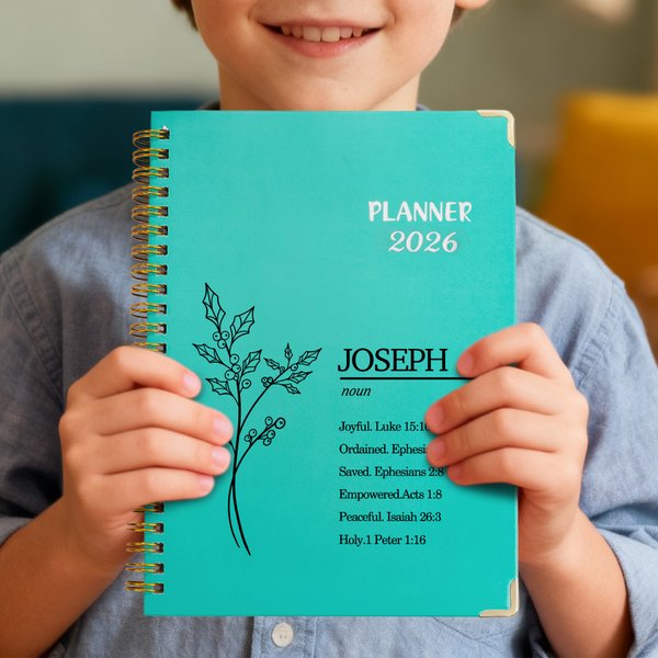 Personalised Bible Birth Flower Name 2026 Planner A5 Spiral Notebook with Weekly Monthly Planning Pages Daily Use Birthday Gift for Family Friends
