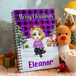 Personalised Christmas-Themed Cartoon Character A5 Spiral Notebook with Name Christmas Party Gift for Students Kids