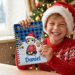 Personalised Christmas-Themed Cartoon Character A5 Spiral Notebook with Name Christmas Party Gift for Students Kids