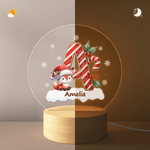 Veilleuse LED en acrylique avec nom et initiales Flocon de neige personnalisé Animaux de dessins animés Base en bois Décoration de chambre Cadeau de Noël pour les enfants