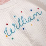 Personalized Rocket Polka Dots Flowers Embroidered Knitted Sweater with Name Birthday Christmas Gift for Toddlers Boys Girls