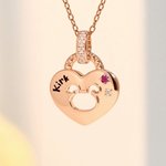 Collana personalizzata con pietra di nascita Marsupilami con cuore a forma di serratura e stampa leopardata, con nome e cognome, regalo di compleanno per amici e famiglia.