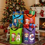 Personalized Christmas-Themed Cartoon Character Initial LED Light Basket with Name Christmas Gift for Kids Family