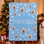 Plaid personnalisé chien chat photo animal de compagnie patte poisson os multicolore doudou avec nom décoration maison anniversaire cadeau de noël pour les amoureux des animaux de compagnie