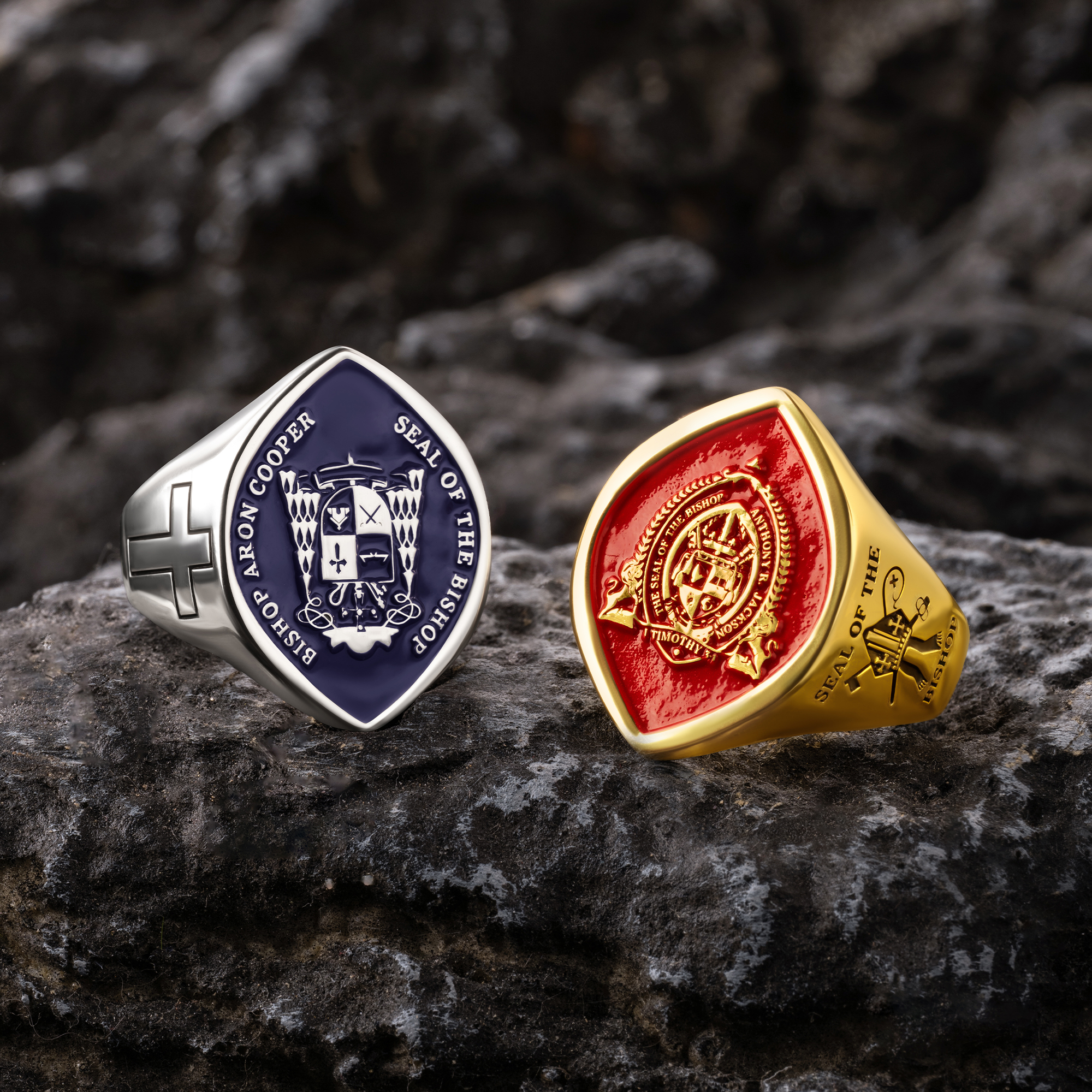 Personalized Episcopal Seal Design Bishop Ring with Text Apostolic ...