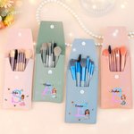 Personalised Cartoon Character Initial Makeup Brush Bag Set with Name and 8 Pcs Makeup Brushes Birthday Christmas Wedding Gift for Woman