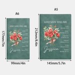 Personalized God Says You Are Lovely Birth Flower Bouquet Bible 200 Pages Leather Notebook with Name Birthday Gift for Christians Women