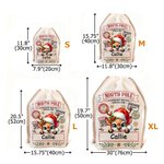 Personalized Little Elf Reindeer North Pole Overnight Service Santa Sack Drawstring Christmas Gift Bag with Name Holiday Party Favors for Kids Family