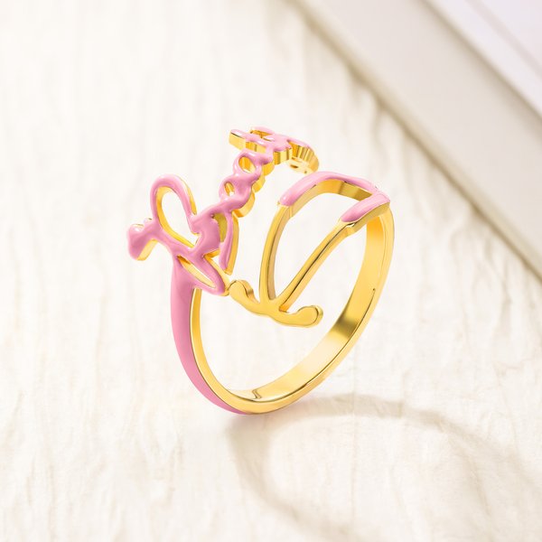 Personalised Multicolor Stethoscope Name Enamel Ring Dainty Jewellery Appreciation Birthday Christmas Gift for Nurse Medical Staff Graduate