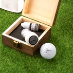 Personalised Golf Ball Stamp and Wooden Storage Box with Name Initial Monogram Golf Course Accessory Birthday Sports Gift for Golf Players Lovers