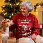 Sweat-shirt Multicolore Personnalisé avec 1-2 Photos du Visage de l'Animal et Noms Cadeau de Noël pour les Propriétaires d'Animaux de Compagnie