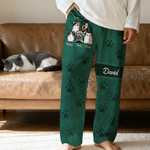 Personalizado Multi-Color Retro Cartoon 1-6 Perros Gatos Pijama Pantalones con Nombres Homewear Birthday Gift for Pet Owners Lovers