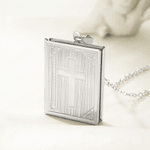 Personalized Cross Book Locket Necklace with Photos Christmas Birthday Anniversary Gift for Christians Women