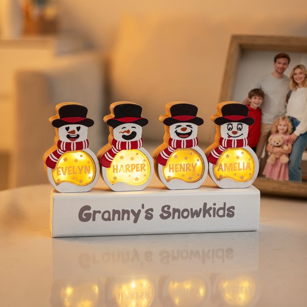 Snowman Wooden Decoration with LED Light