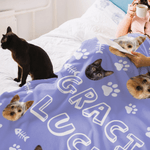 Plaid personnalisé chien chat photo animal de compagnie patte poisson os multicolore doudou avec nom décoration maison anniversaire cadeau de noël pour les amoureux des animaux de compagnie