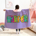 Personalisierte mehrfarbige Paisley Brief weiche Kapuzendecke mit Namen Home Decor Geburtstag Weihnachten Geschenk für Kinder Familie