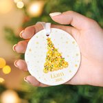 Personliga kulor julgran keramisk julprydnad med namn och år juldekoration present till familj vänner